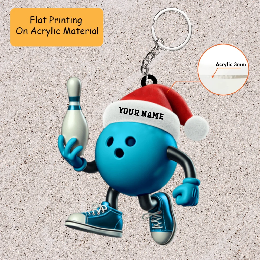 Personalized Bowling Ball Holding Pins Acrylic Ornament, Bowling Keychain, Car Ornament, Christmas Ornament Gifts - Image 3