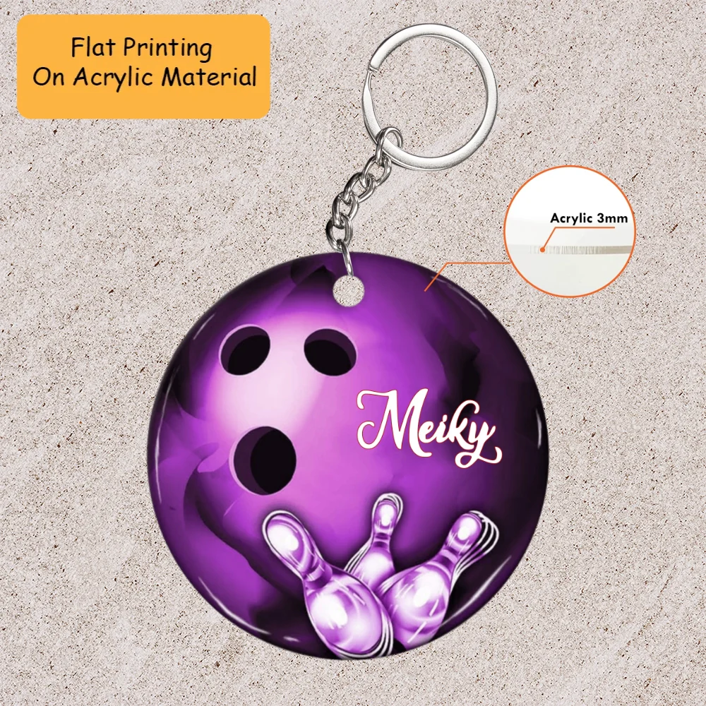 Personalized Bowling Ball Holding Pins Acrylic Ornament, Bowling Keychain, Car Ornament, Christmas Ornament Gifts - Image 3