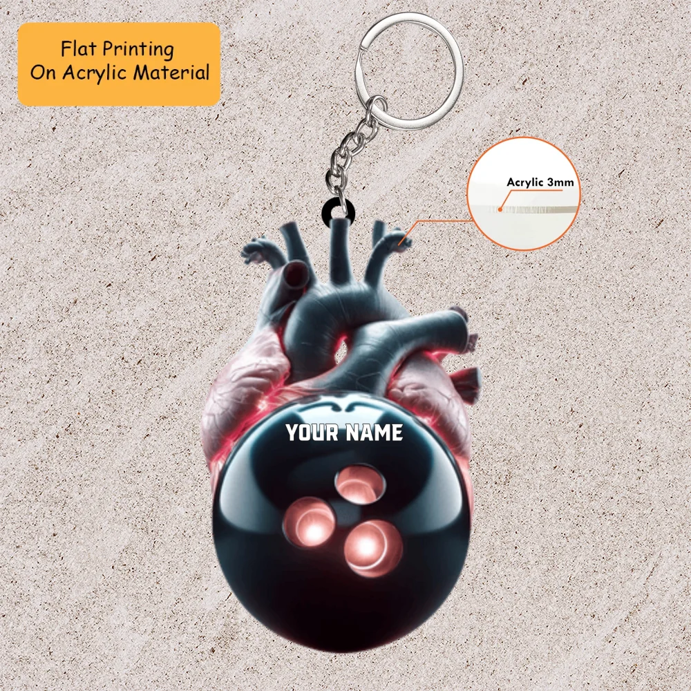 Personalized Bowling Ball Holding Pins Acrylic Ornament, Bowling Keychain, Car Ornament, Christmas Ornament Gifts - Image 3
