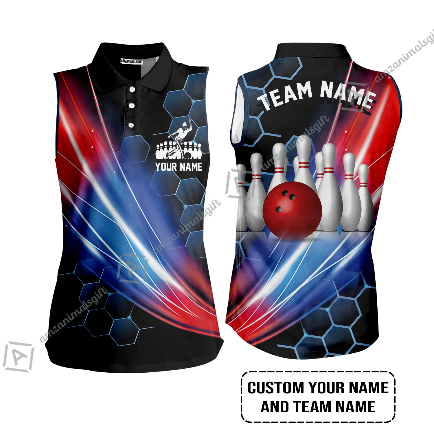 Personalized Bowling Men Sweatshirt - Custom Name,Team Name Honeycomb Pattern Bowling Sweatshirt For Men & Women Bowling Lover - Image 13