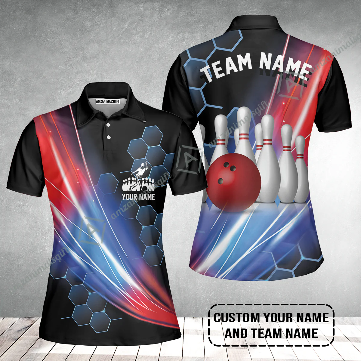 Personalized Bowling Men Sweatshirt - Custom Name,Team Name Honeycomb Pattern Bowling Sweatshirt For Men & Women Bowling Lover - Image 14