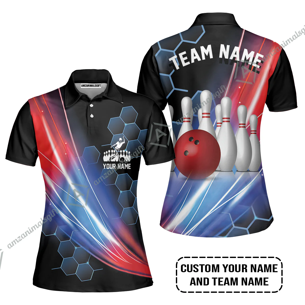 Personalized Bowling Men Sweatshirt - Custom Name,Team Name Honeycomb Pattern Bowling Sweatshirt For Men & Women Bowling Lover - Image 15