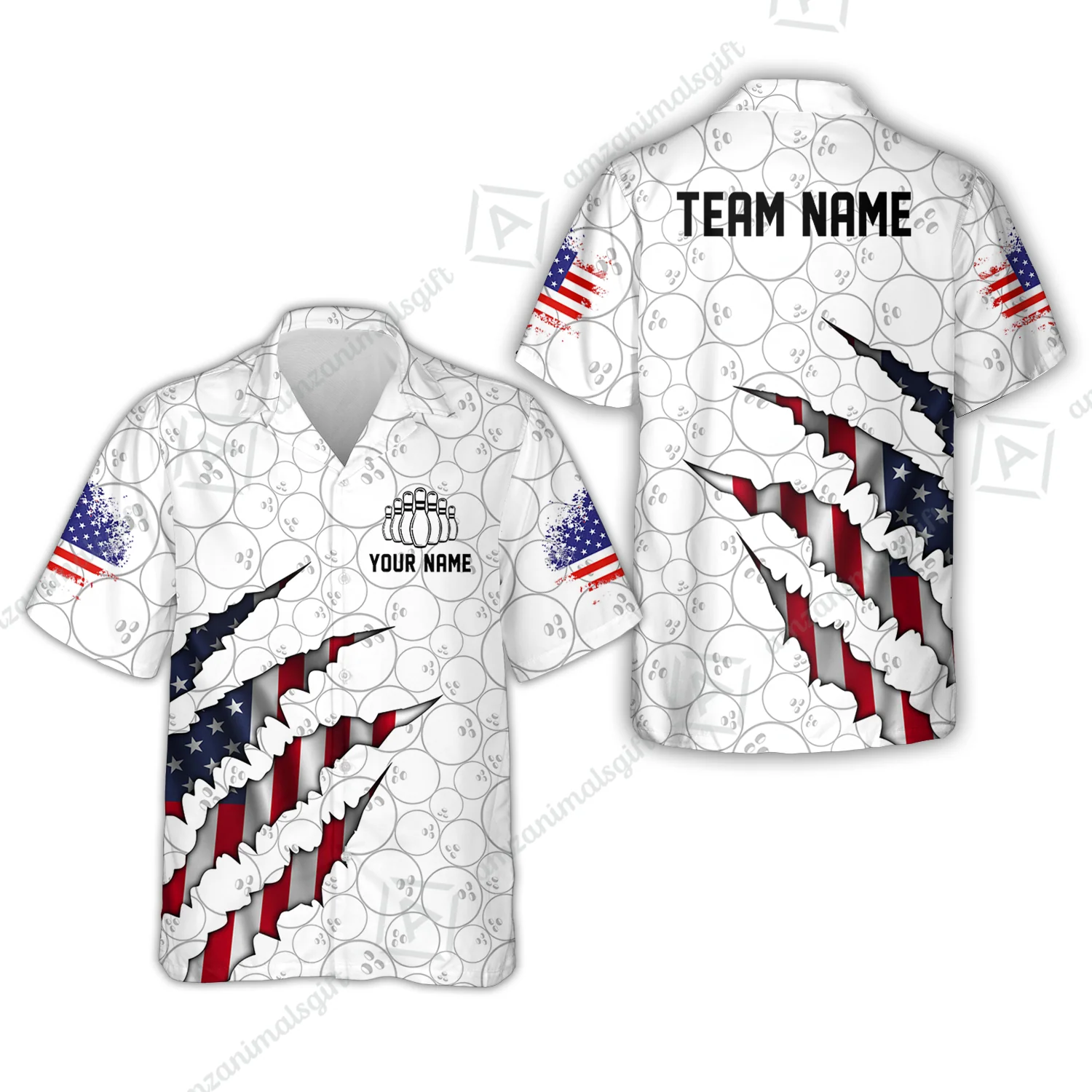 Personalized Bowling Quarter-Zip Jersey Shirt, Bowling American Flag Scratches Shirt For Patriotic Team Men Women Bowlers - Image 7