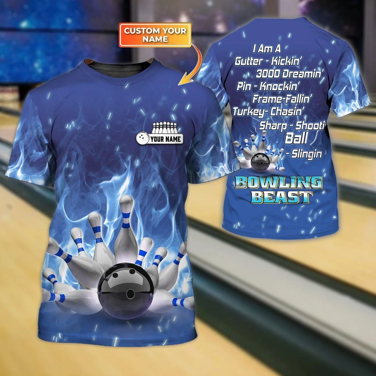 Personalized Bowling T Shirt, Custom Name Bowling Shirt, Bowling Team Players Gifts - Perfect Gift For Men, Bowling Lover, Bowlers