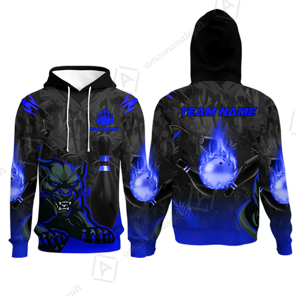 Personalized Bowling Team Hoodie With Black Panther And Pin, Custom Name And Team Name For Bowlers - Image 4