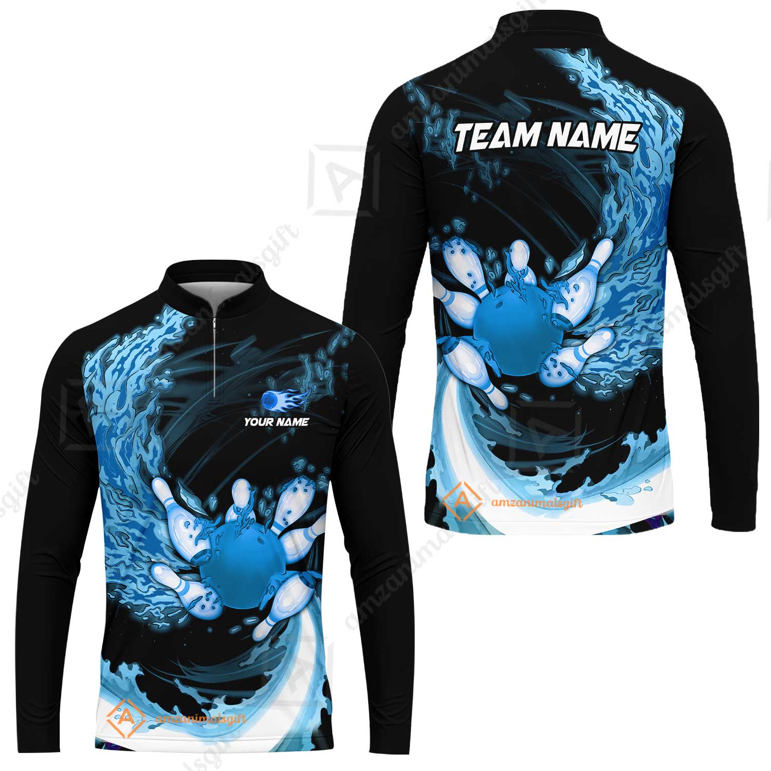 Personalized Bowling Team Long Sleeve Jersey Breath Of Flaming Bowling Ball And Pins Multicolor Custom Name, Team Name For Bowlers - Image 3