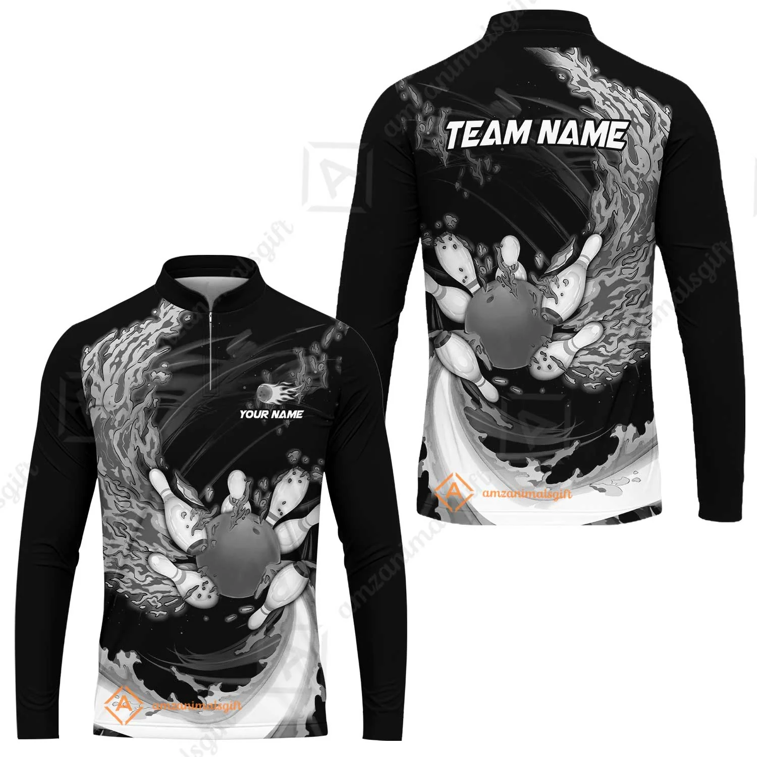 Personalized Bowling Team Long Sleeve Jersey Breath Of Flaming Bowling Ball And Pins Multicolor Custom Name, Team Name For Bowlers - Image 4
