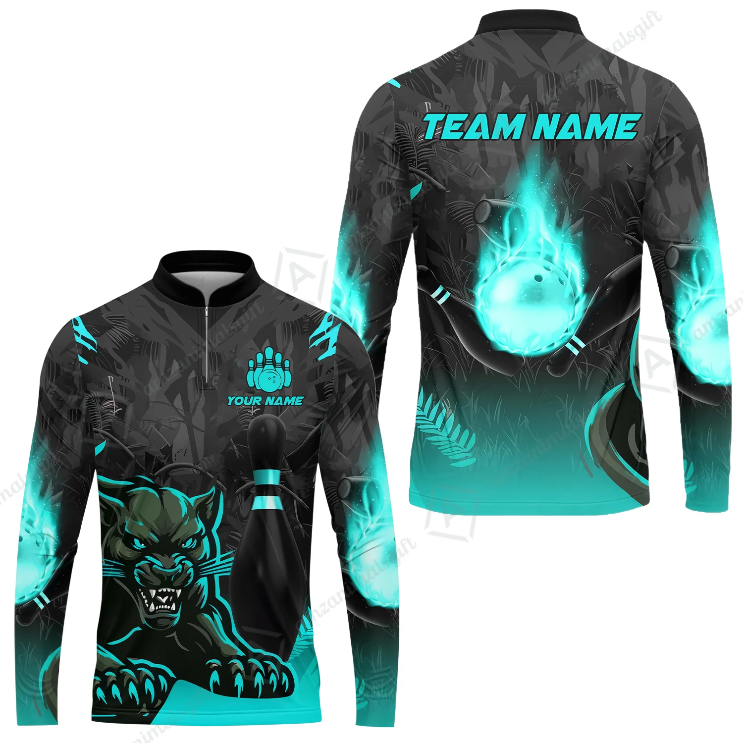 Personalized Bowling Team Long Sleeve Jersey Shirt With Black Panther And Pin, Custom Name And Team Name For Bowlers - Image 5