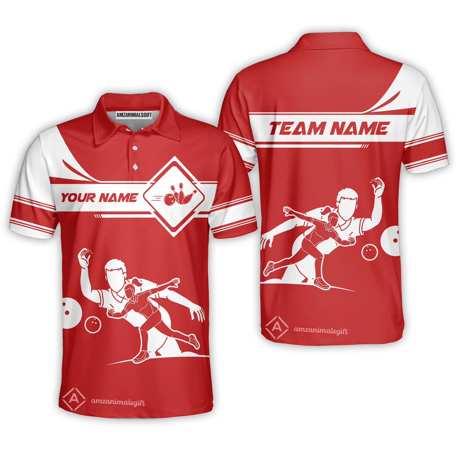 Personalized Bowling Team Polo Shirt, Men And Women Playing Bowling Ball Polo Shirt, Bowling Uniform Multicolor For Bowlers - Image 2