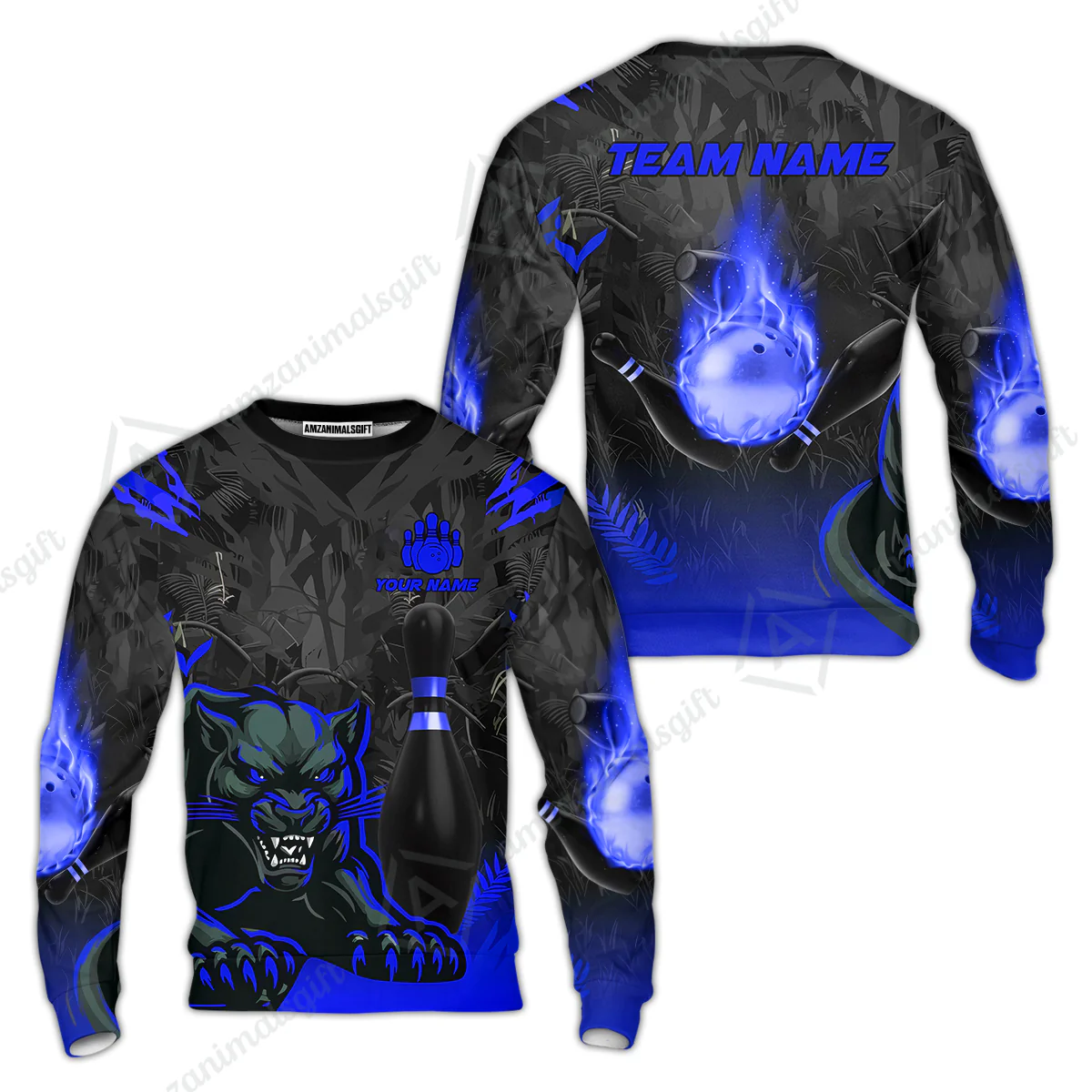 Personalized Bowling Team Sweatshirt With Black Panther And Pin, Custom Name And Team Name For Bowlers - Image 4