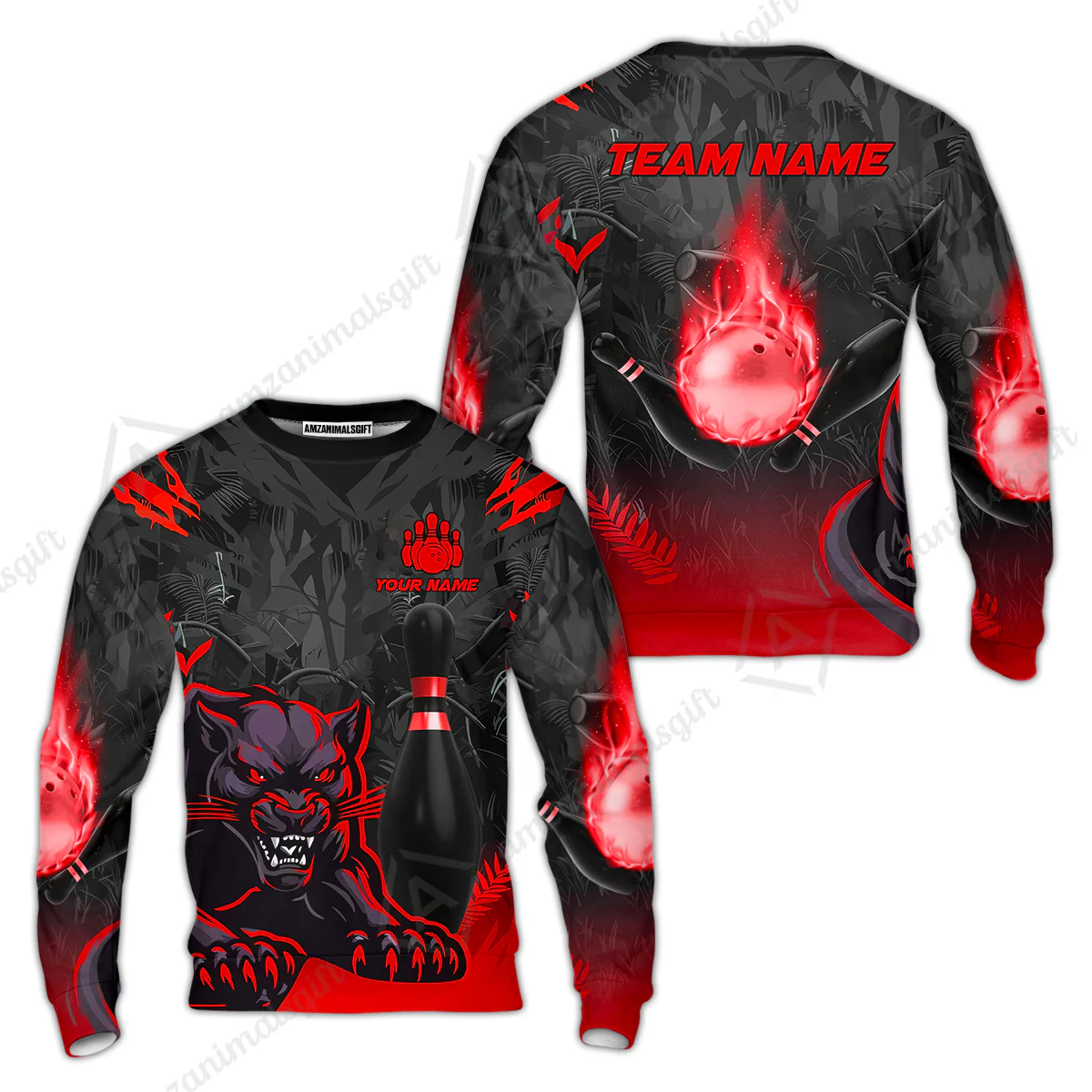 Personalized Bowling Team Sweatshirt With Black Panther And Pin, Custom Name And Team Name For Bowlers - Image 5