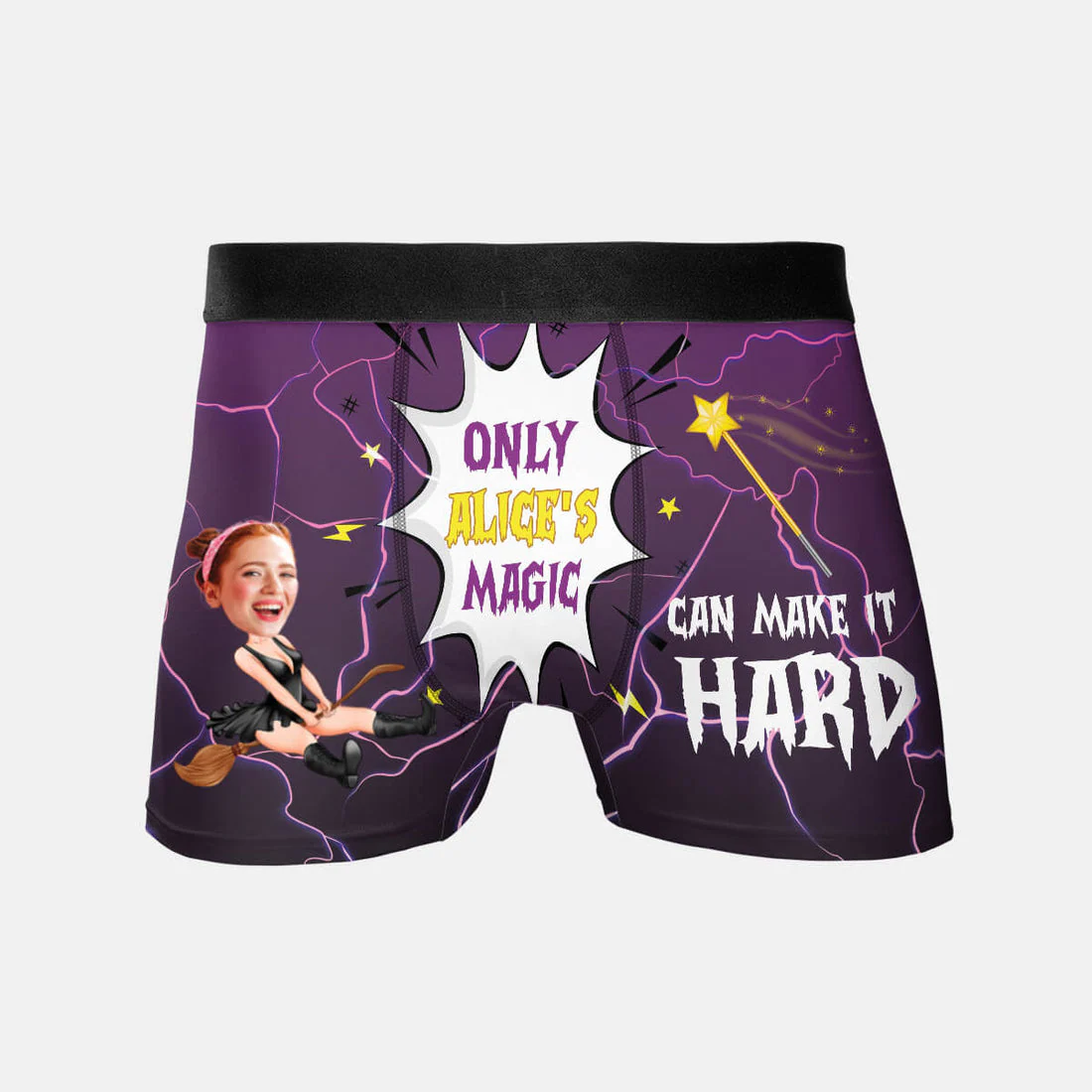 Personalized Boxers, Custom Face Underwear - Customized Only Alice's Majic Can Make It Hard Boxer - Best Valentine Gift For Men From Lover - Image 2