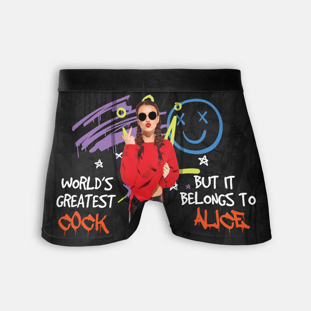 Personalized Boxers, Custom Face Underwear - Customized World's Greatest Cock But It Belongs To You Boxer - Best Valentine Gift For Men From Lover - Image 2