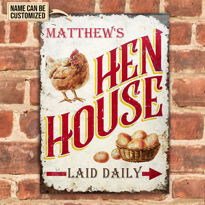 Personalized Chicken Hen House Laid Daily Metal Signs - Chicken Farm Metal Signs Decoration, Chicken Signs - Image 2