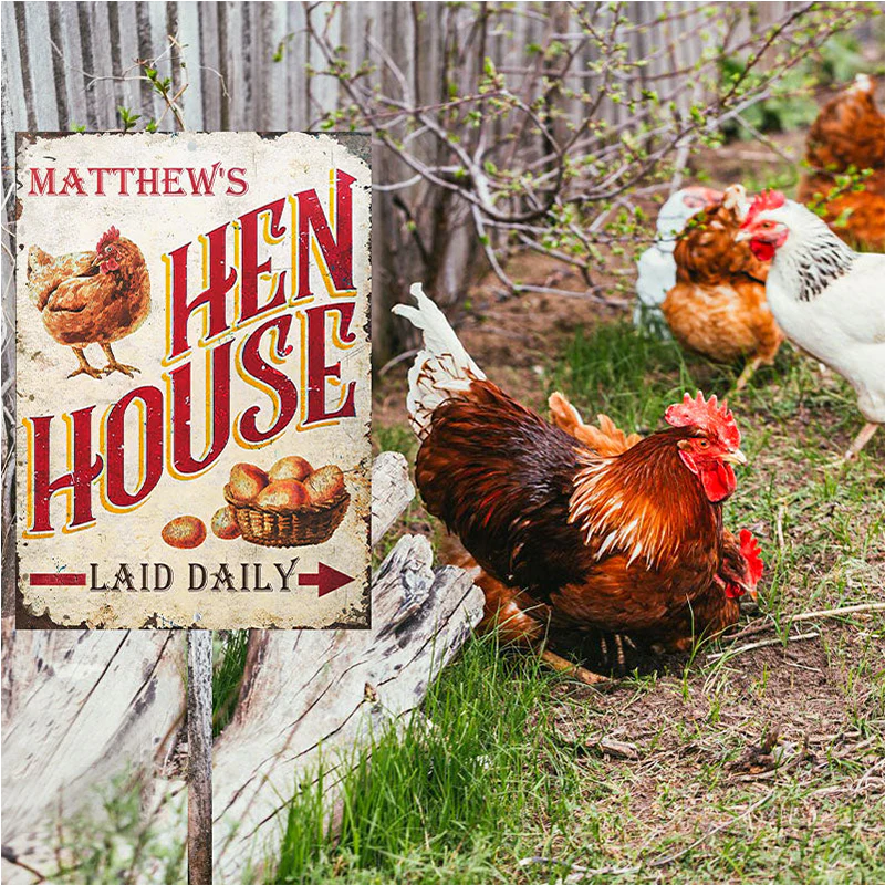 Personalized Chicken Hen House Laid Daily Metal Signs - Chicken Farm Metal Signs Decoration, Chicken Signs - Image 4
