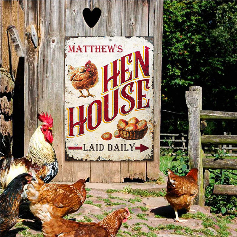 Personalized Chicken Hen House Laid Daily Metal Signs - Chicken Farm Metal Signs Decoration, Chicken Signs - Image 5