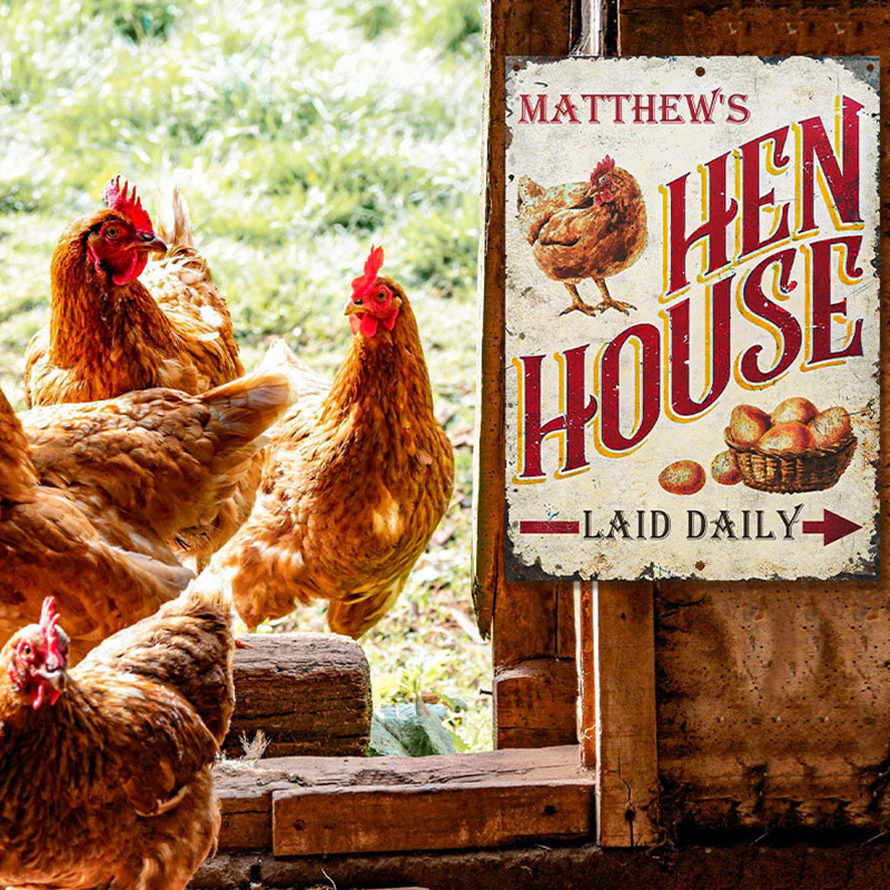 Personalized Chicken Hen House Laid Daily Metal Signs - Chicken Farm Metal Signs Decoration, Chicken Signs - Image 6