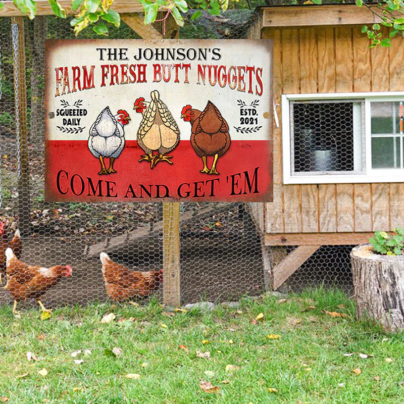 Personalized Chicken Nuggets Metal Signs, Come and Get 'Em Classic Metal Signs, Chicken Signs For Farm Decoration - Image 5