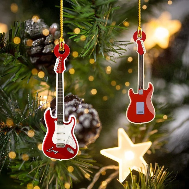 Personalized Classic Guitar Custom Name Christmas Acrylic Keychain Custom Shape For Guitar Players - Image 10