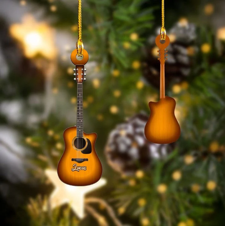 Personalized Classic Guitar Custom Name Christmas Acrylic Keychain Custom Shape For Guitar Players - Image 11