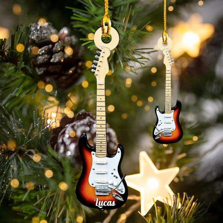 Personalized Classic Guitar Custom Name Christmas Acrylic Keychain Custom Shape For Guitar Players - Image 12
