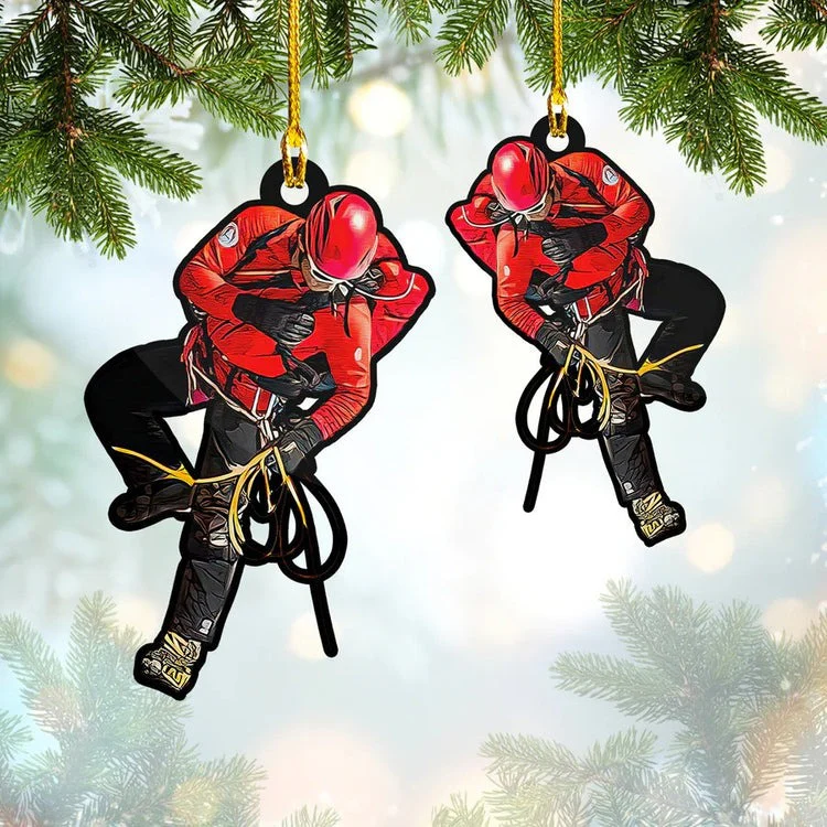 Personalized Climbing Christmas Ornament, Custom Name Climbing Man Acrylic Ornament - Image 2