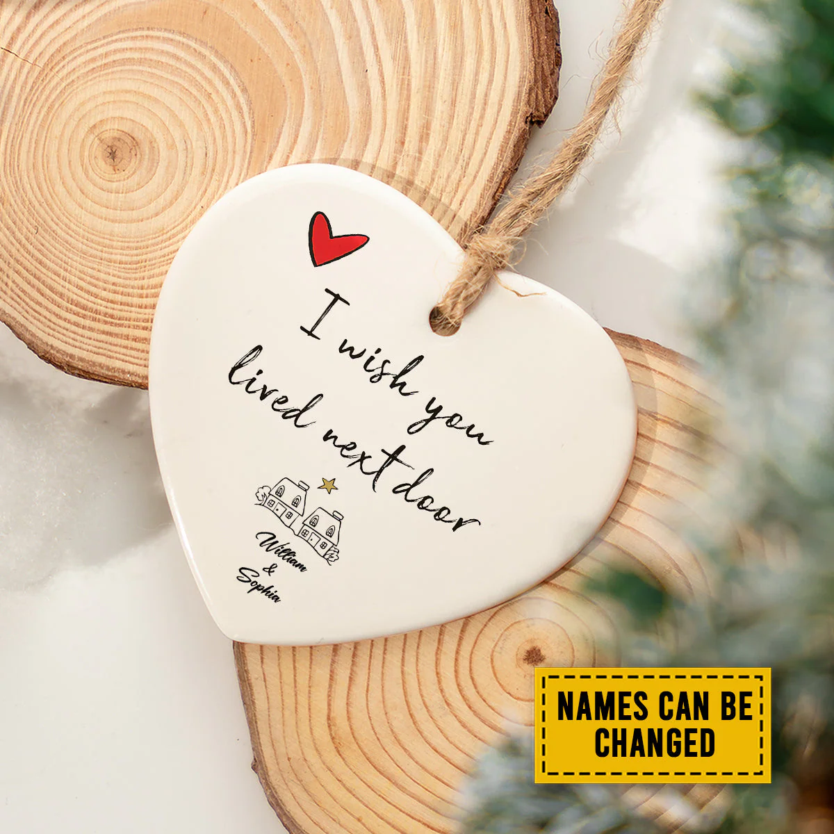 Personalized Couple Ceramic Christmas Ornament - I Wish You Lived Next Door Ceramic Ornament, Perfect Gift For Couple, Holiday Decor - Image 3