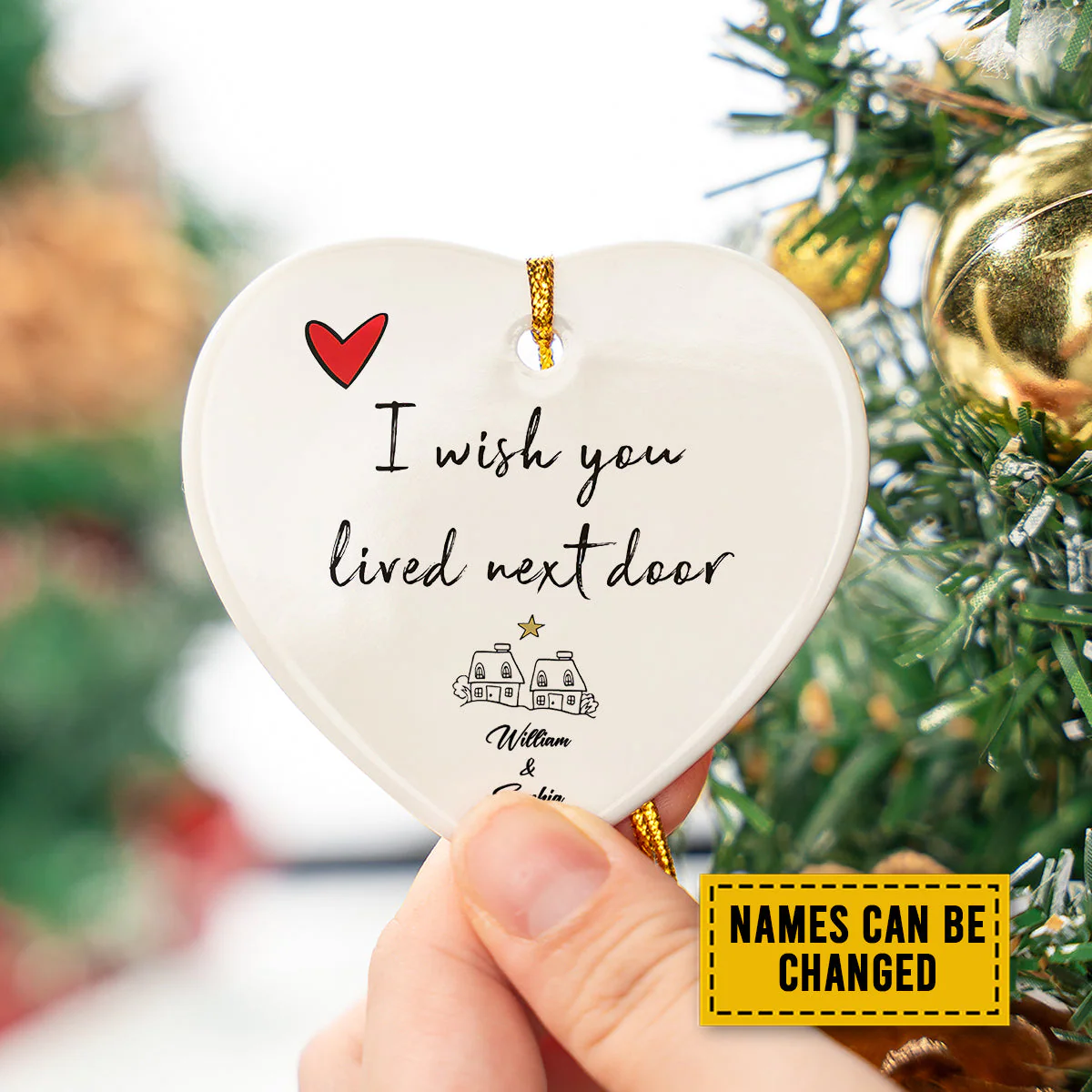 Personalized Couple Ceramic Christmas Ornament - I Wish You Lived Next Door Ceramic Ornament, Perfect Gift For Couple, Holiday Decor - Image 4
