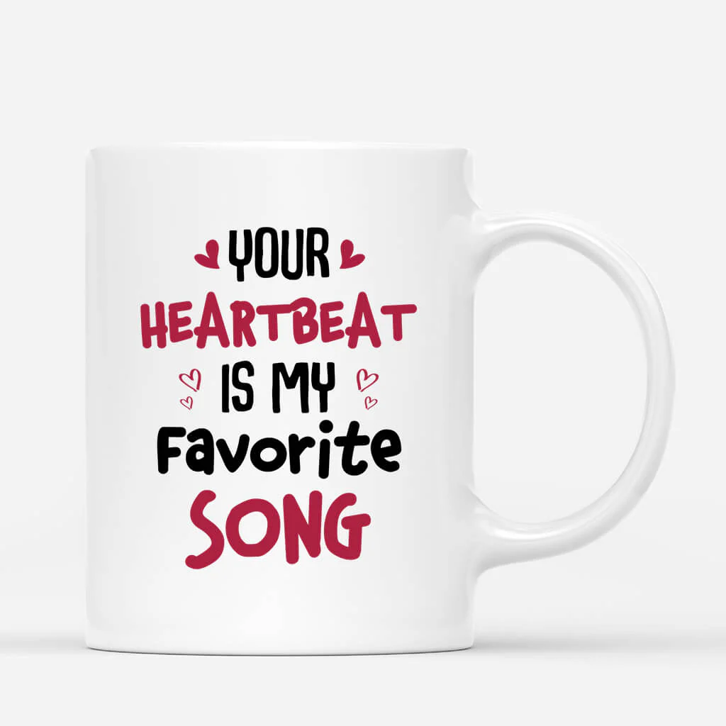Personalized Couple Mug - Customized Your Heartbeat Is My Favorite Song Mug, Best Valentine Gift For Couple - Image 3
