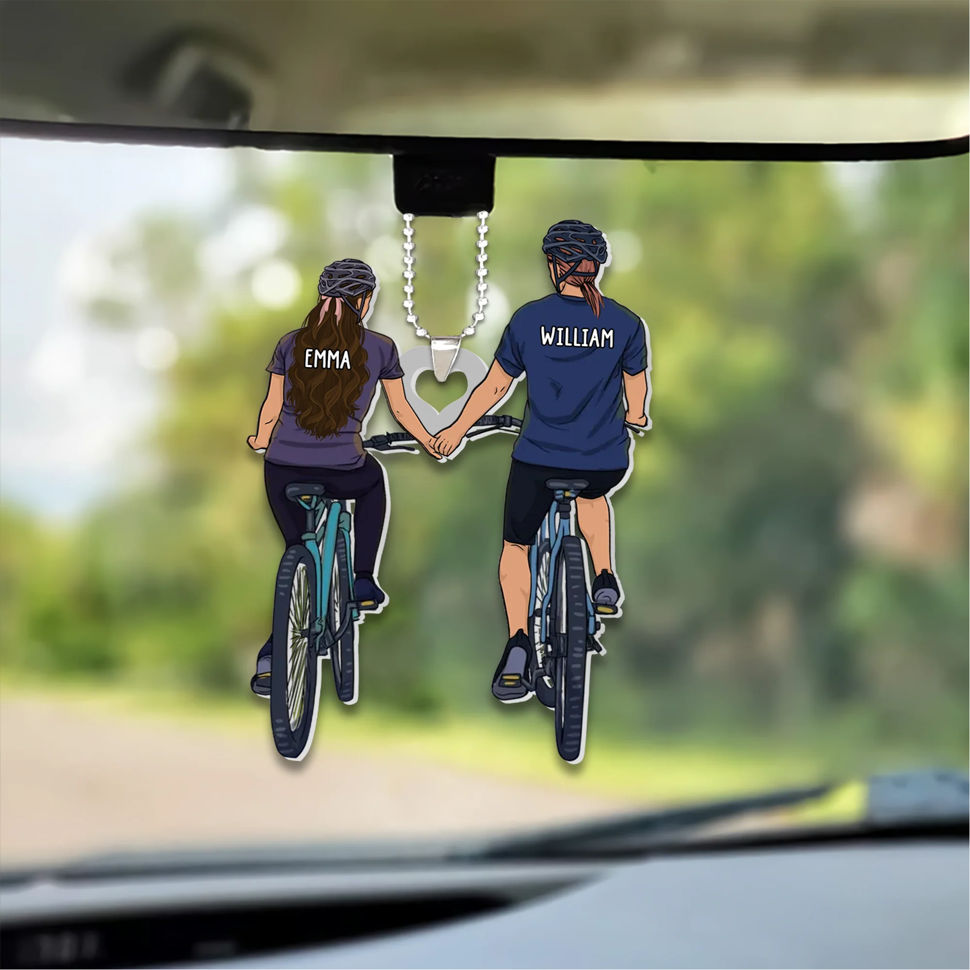 Personalized Couple Riding Cycling Together Ornament, Custom Ornament Gifts For Cycling Couple, Riding Bike Couple - Image 4