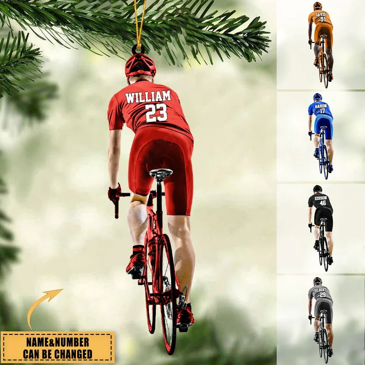 Personalized Cyclist, Bike Riding Acrylic Ornament, Gift For Cyclists - Personalized Ornament Christmas Decor - Image 2