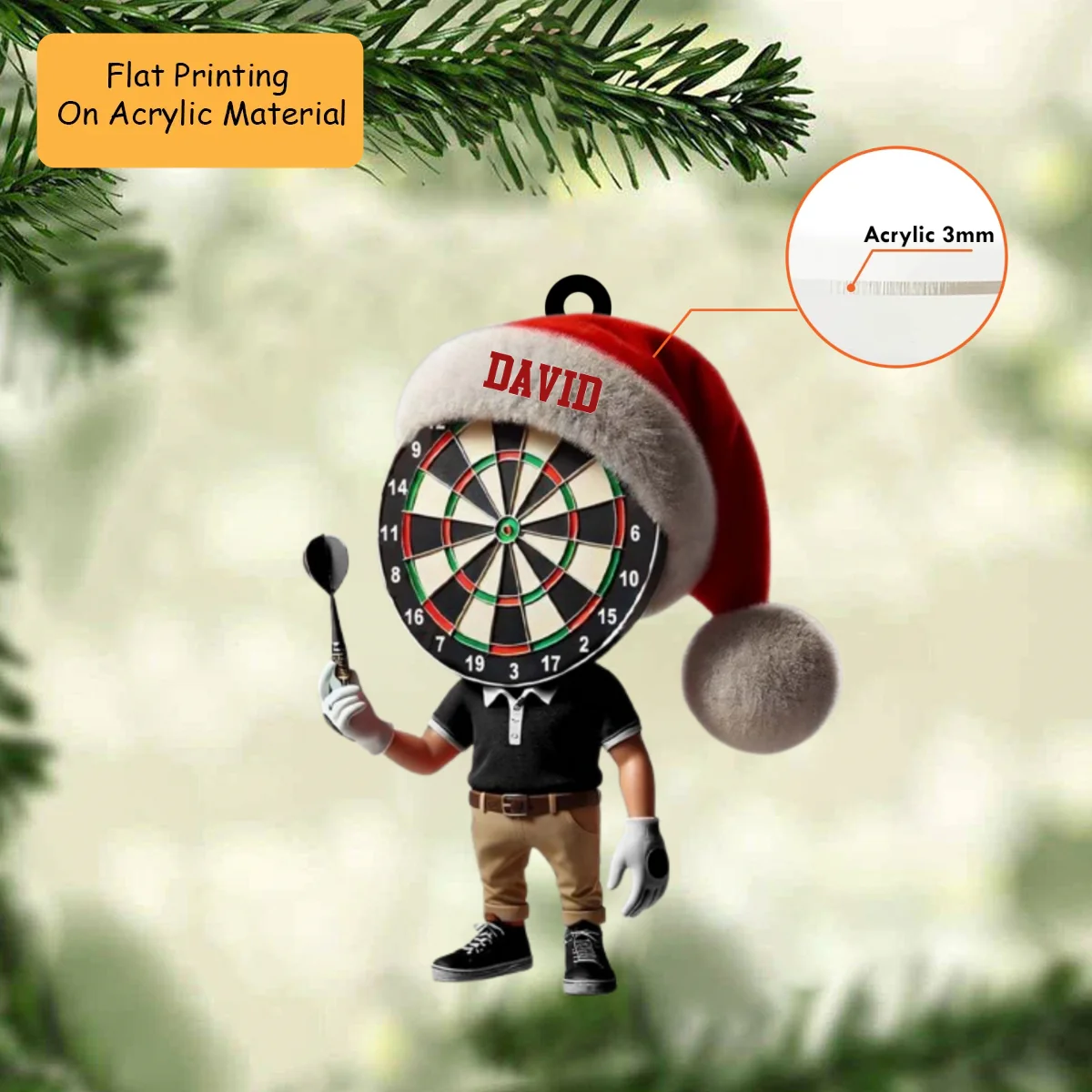 Personalized Dart Board Holding Pins Acrylic Ornament, Dart Board Keychain, Car Ornament, Christmas Ornament Gifts