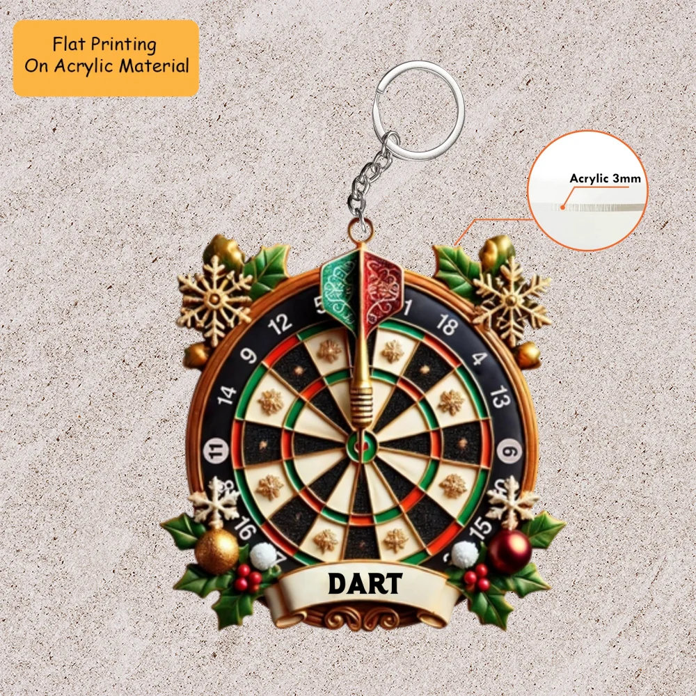 Personalized Dart Board Holding Pins Acrylic Ornament, Dart Board Keychain, Car Ornament, Christmas Ornament Gifts - Image 3