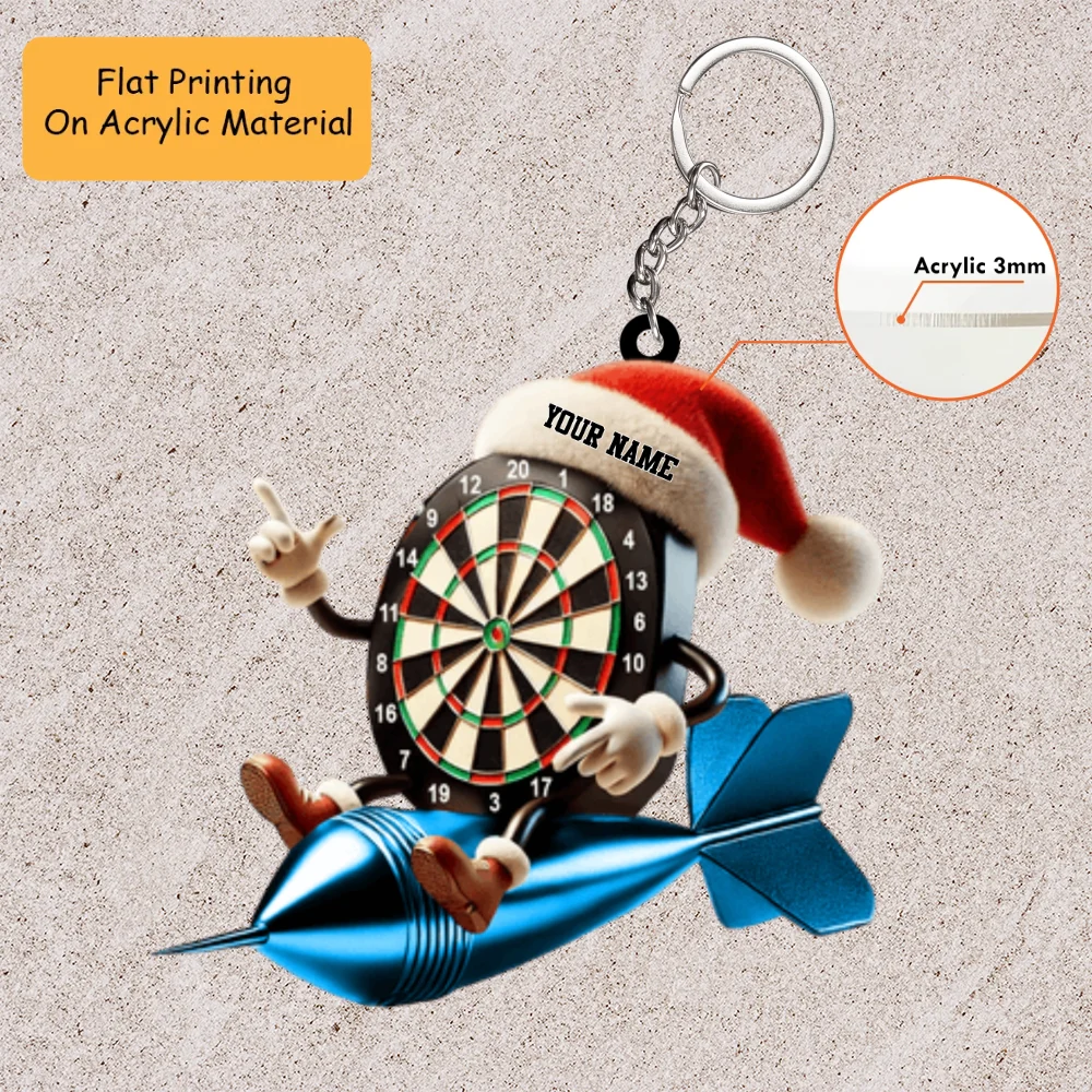 Personalized Dart Board Holding Pins Acrylic Ornament, Dart Board Keychain, Car Ornament, Christmas Ornament Gifts - Image 3