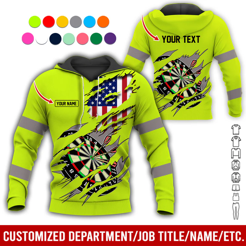 Personalized Darts American Flag Premium Hoodie, Customized Name & Text Darts Hoodie, Perfect Gift For Darts Lovers, Friend, Family - Image 6
