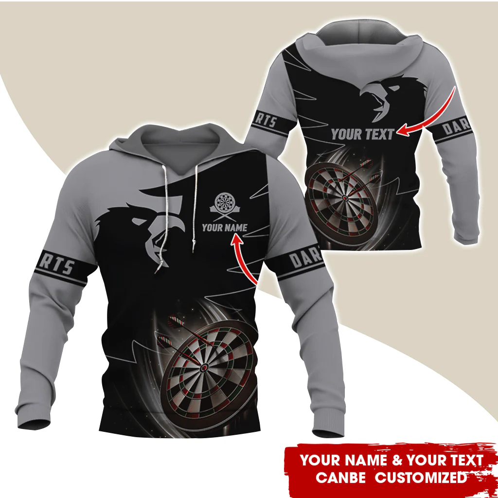 Personalized Darts Black Raven Premium Hoodie, Customized Name & Text Darts Hoodie, Perfect Gift For Darts Lovers, Darts Player - Image 2
