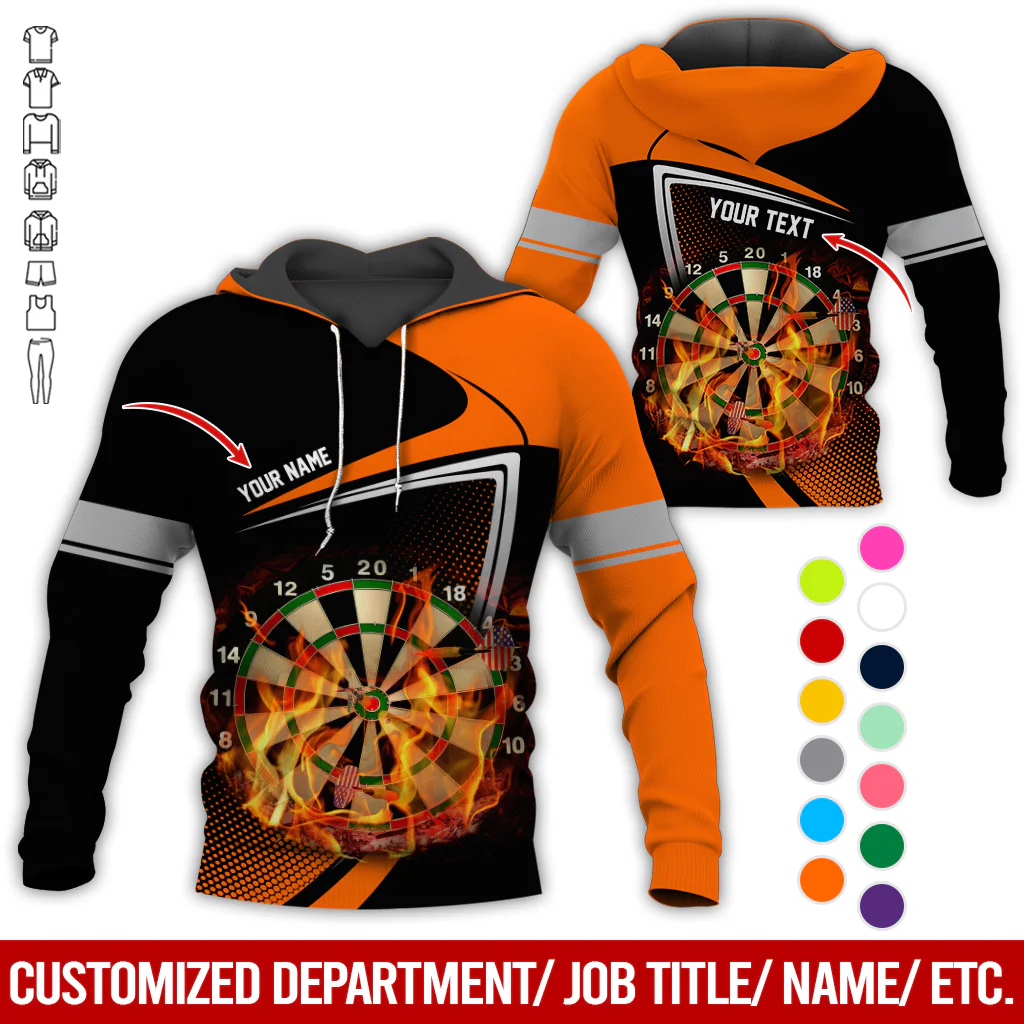 Personalized Darts Flaming Premium Hoodie, Dartboards Pattern Black & White Hoodie For Men & Women, Perfect Gift For Darts Lovers, Friend, Family - Image 10