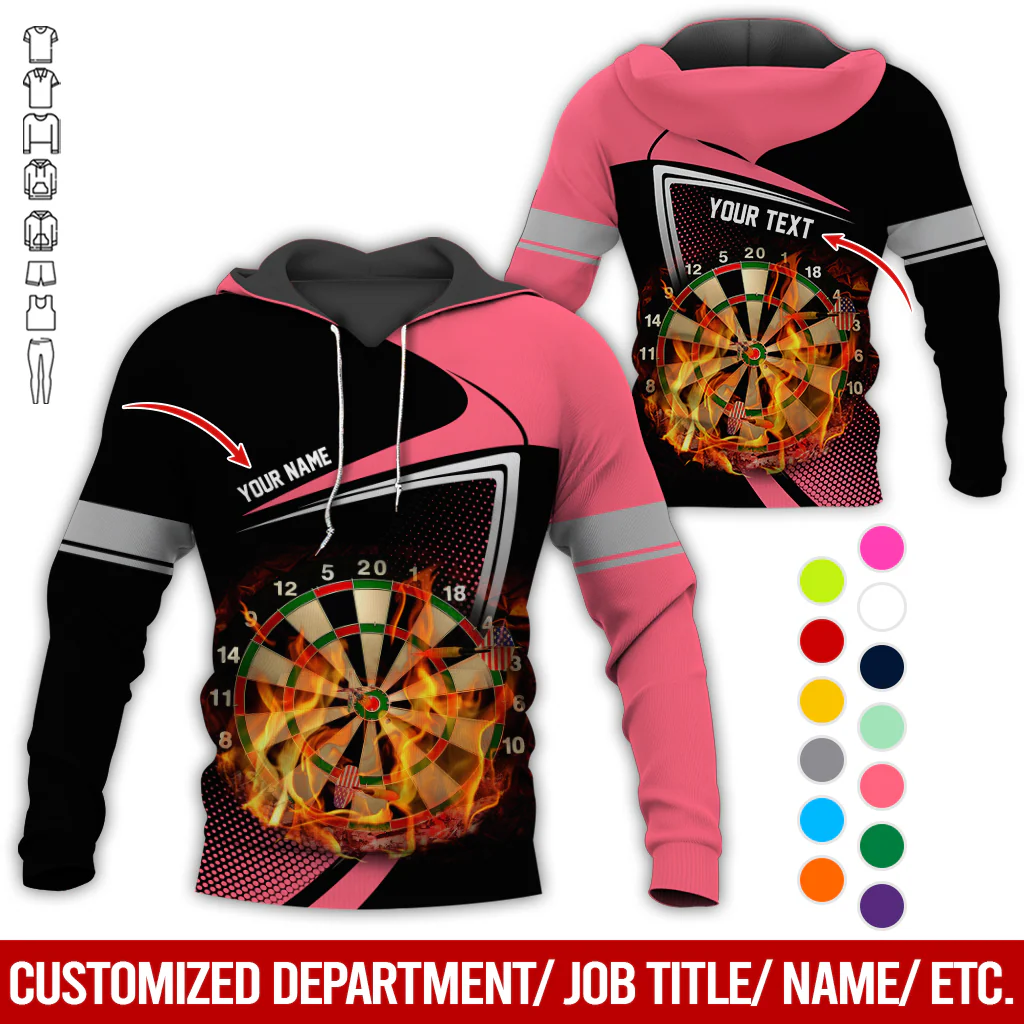 Personalized Darts Flaming Premium Hoodie, Dartboards Pattern Black & White Hoodie For Men & Women, Perfect Gift For Darts Lovers, Friend, Family - Image 11