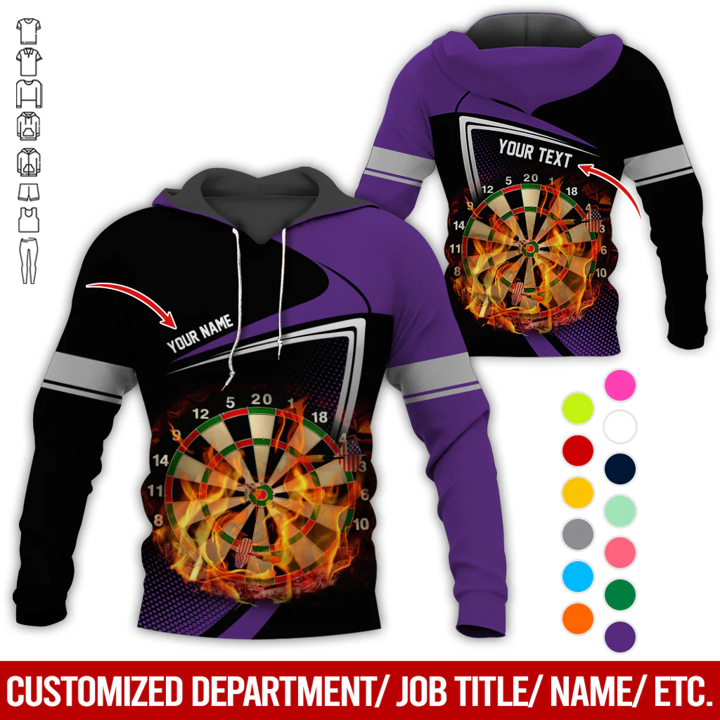 Personalized Darts Flaming Premium Hoodie, Dartboards Pattern Black & White Hoodie For Men & Women, Perfect Gift For Darts Lovers, Friend, Family - Image 12