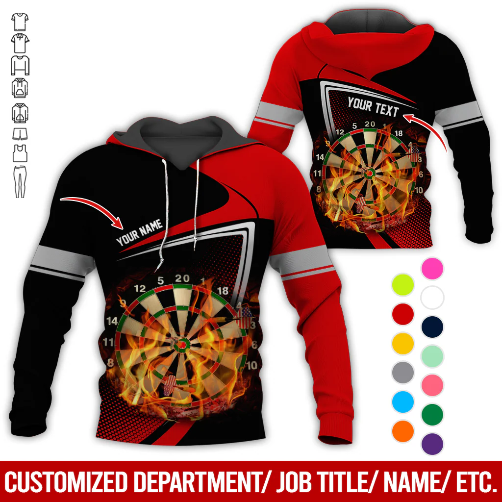Personalized Darts Flaming Premium Hoodie, Dartboards Pattern Black & White Hoodie For Men & Women, Perfect Gift For Darts Lovers, Friend, Family - Image 3