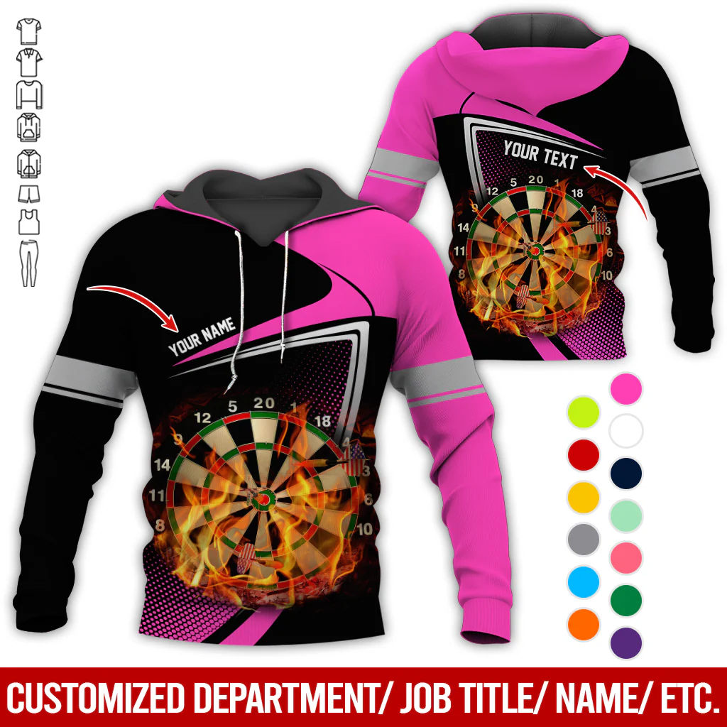 Personalized Darts Flaming Premium Hoodie, Dartboards Pattern Black & White Hoodie For Men & Women, Perfect Gift For Darts Lovers, Friend, Family - Image 9