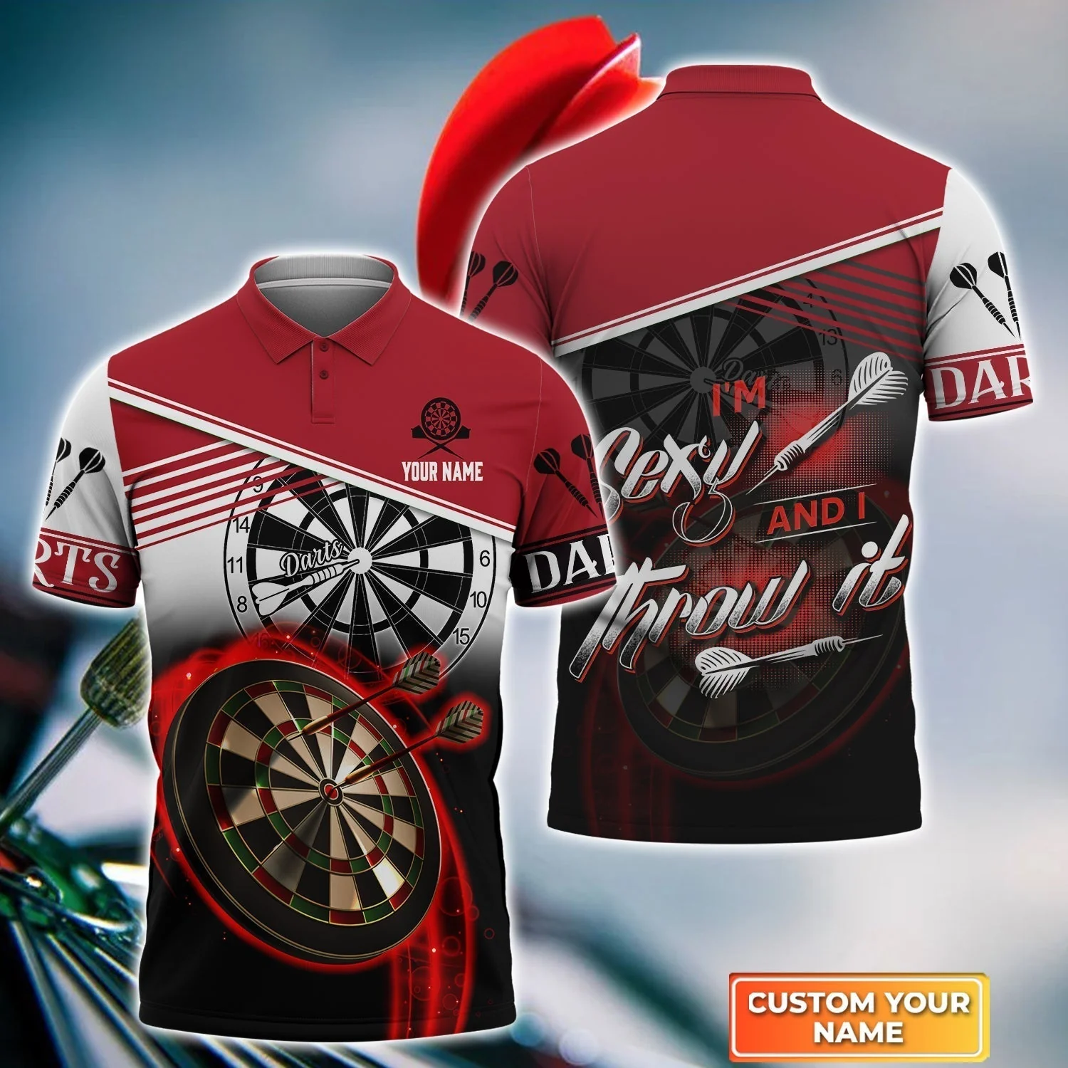 Personalized Darts Hoodie, Darts Red Color Customized Hoodie I'm Sexy And I Throw It, Outfits For Darts Players, Darts Team - Image 7