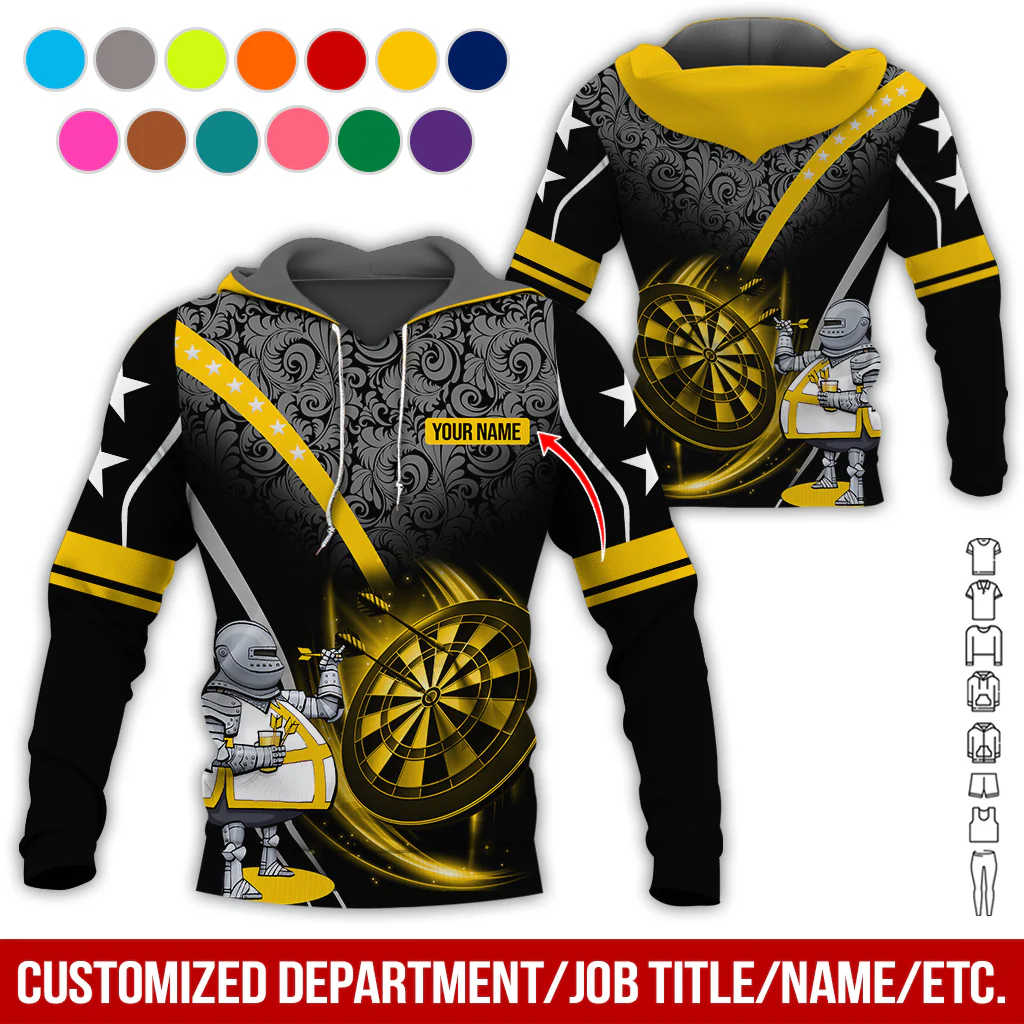 Personalized Darts Knight Armor Premium Hoodie, Customized Name Darts Tropical Pattern Hoodie, Perfect Gift For Darts Lovers, Darts Player - Image 4