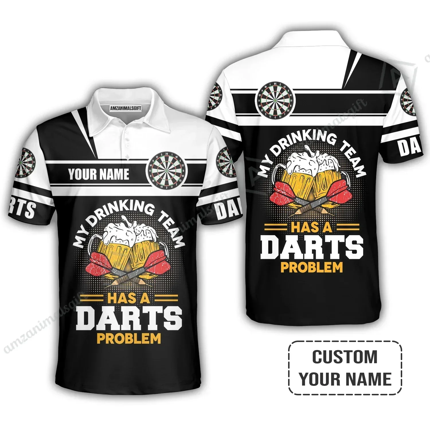 Personalized Darts Long Polo Shirt, My Drinking Team Has Darts Problem Shirt For Men And Women, Perfect Outfit For Darts Lovers, Darts Players - Image 4
