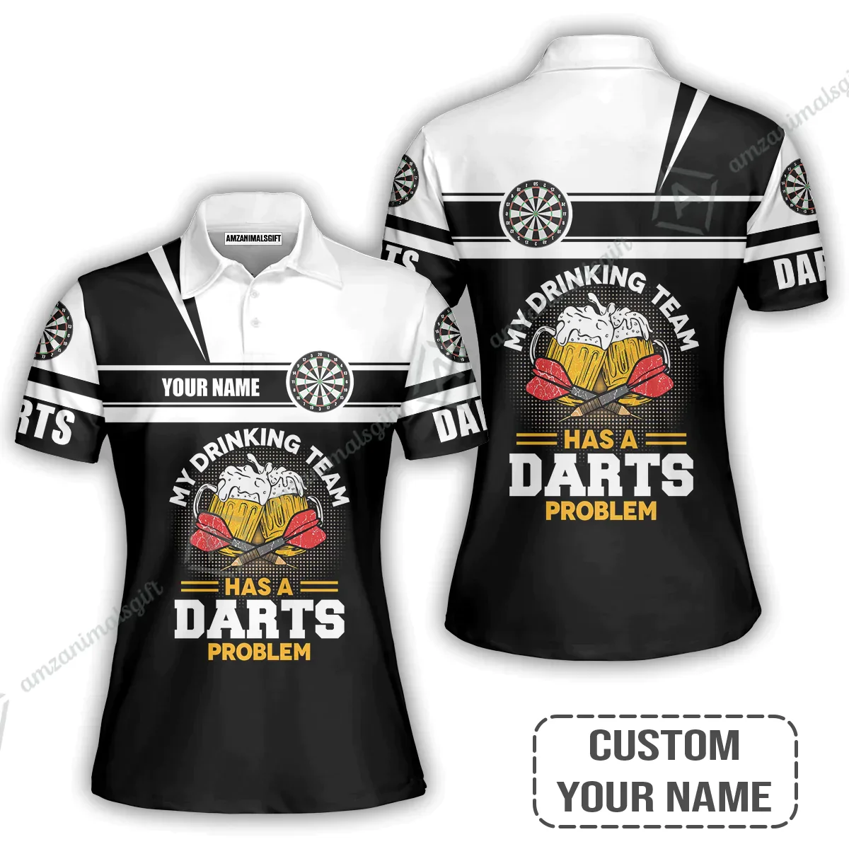Personalized Darts Long Polo Shirt, My Drinking Team Has Darts Problem Shirt For Men And Women, Perfect Outfit For Darts Lovers, Darts Players - Image 5