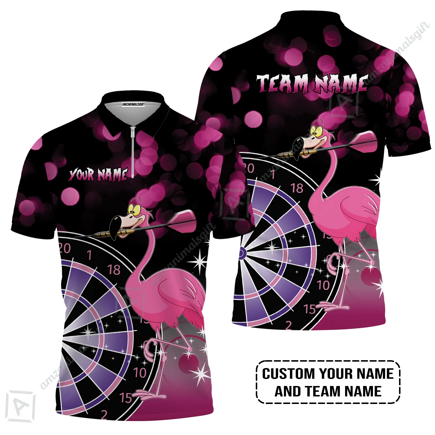 Personalized Darts Polo Shirt, Darts And Flamingo Customized Polo Shirt, Perfect Outfits For Darts Players, Darts Team - Image 3