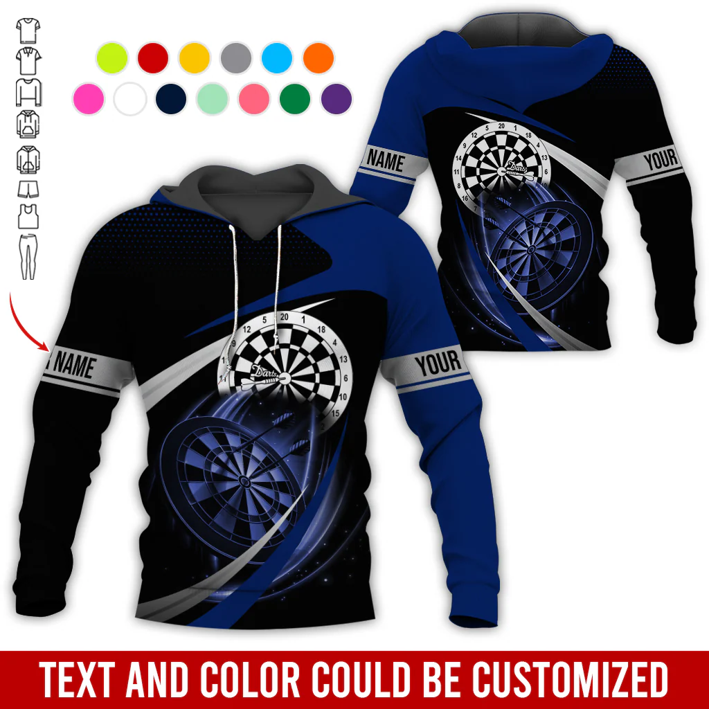 Personalized Darts Premium Hoodie, Customized Name & Text Darts Spot Pattern Black Hoodie, Perfect Gift For Darts Lovers, Friend, Family - Image 7