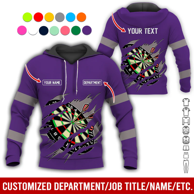 Personalized Darts Premium Hoodie, Customized Name, Text & Department Darts Hoodie, Perfect Gift For Darts Lovers, Friend, Family - Image 3