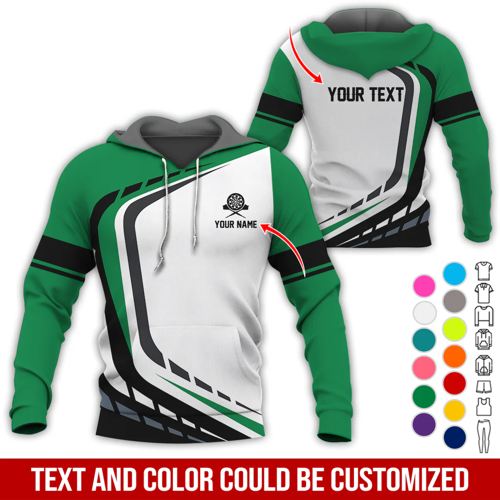 Personalized Darts Premium Hoodie, Customized Name & Text White Darts Hoodie, Perfect Gift For Darts Lovers, Friend, Family - Image 5