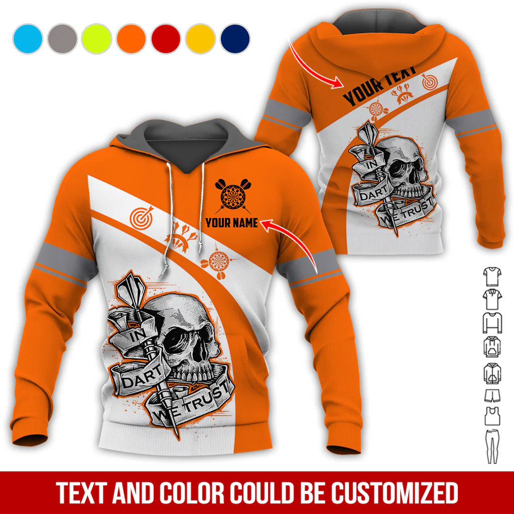 Personalized Darts Skull Premium Hoodie, Customized Name & Text Darts In Darts We Trust Hoodie, Perfect Gift For Darts Lovers, Friend, Family - Image 5